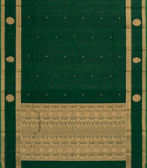 Dark Green Handloom Kanchi Cotton Saree With Kamalam Buttas-KC1759