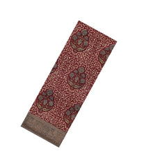 Crimson Printed Chanderi Cotton Saree With Zari Border-CC1624