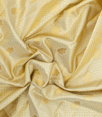 Cream Handloom Kanchipuram Silk Saree With Floral Motifs-KA15676