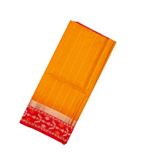 Turmeric Yellow Handloom Soft Silk Saree With Stripes & Contrast Border-SO4225
