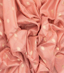 Peach Woven Synthetic Supernet Saree With Floral Motifs-BL4240