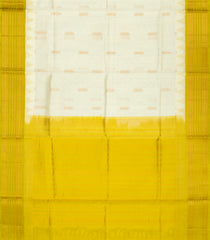 White Handloom Korvai Silk Cotton Saree With Floral Buttas & Contrast Border-SC3441