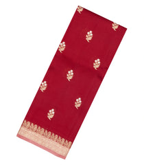 Red Woven Banarasi Poona Silk Saree With Zari Buttas & Contrast Border-BP1023