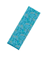 Cyan Printed Crepe Silk Saree With Floral Motifs-PS0886
