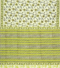 Light Green Printed Jaipur Cotton Saree With Floral Motifs-JC1882