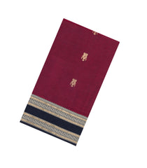 Maroon Handloom Silk Cotton Saree With Zari Buttas & Contrast Border-SC4803