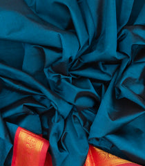 Royal Blue Handloom Korvai Silk Cotton Saree With Contrast Border-SC3680