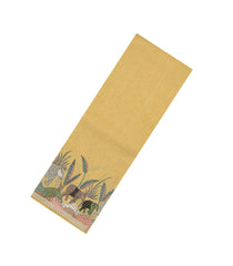 Sandal Pritned Dupion Saree With Zari Checks & Border -BL4998