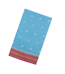 Sky Blue Woven Blended Viscose Saree With Checks & Buttas-BL5697