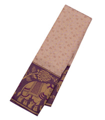 Peach Handloom Kanchipuram Silk Saree With Floral Vine Motifs-KA14567