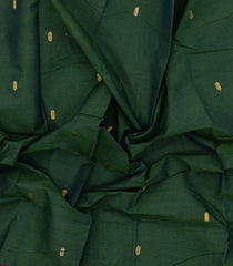 Bottle Green Woven Chettinad Cotton Saree With Buttas & Contrast Border-CN1827