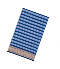 Steel Blue & Blue Handloom Silk Cotton Saree With Zari Stripes-SC4547