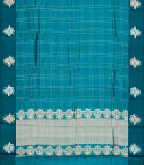 Cyan Handloom Banarasi Silk Saree With Zari Checks-BE1878