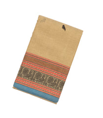 Taupe Handloom Kanchi Cotton Saree With Parrot Buttas