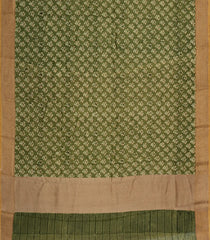 Green Printed Chanderi Cotton Saree With Zari Border-CC1621