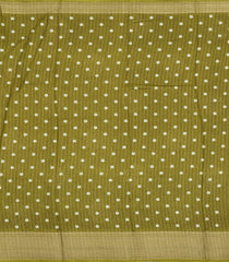 Olive Green Printed Synthetic Dola Silk Saree With Motifs & Zari Stripes-SY0441