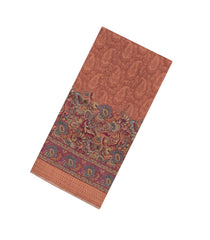 Rust Printed Tussar Silk Saree With Floral Motifs-TU3632