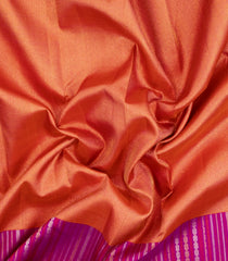 Red Handloom Korvai Kanchipuram Silk Saree With Chevron Stripes-KA15377