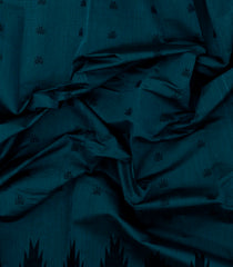 Teal Woven Rasipuram Cotton Saree With Temple Buttas-RA2577