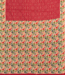 Red Printed Jaipur Cotton Saree With Printed Floral Motifs-JC1761