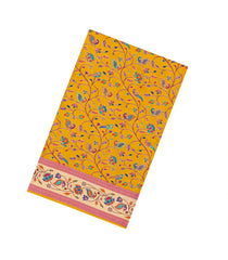 Mustard Printed Blended Viscose Saree With Position Printed Floral Motifs-BL5989