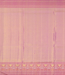 Dark Peach Handloom Kanchipuram Tissue Silk Saree With Floral Motifs-KA13514