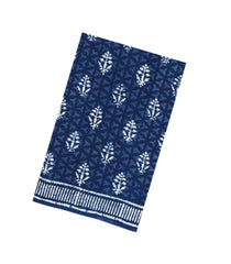 Indigo Printed Jaipur Cotton Saree With Floral Motifs-JC1591