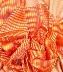 Peach Handloom Organza Soft Silk Saree With Stripes Motifs-SO4126