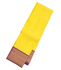 Lemon Yellow Handloom Korvai Kanchipuram Silk Saree With Annam Buttas-KA12969