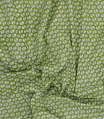 Green Printed Jaipur Cotton Saree With Floral Motifs-JC1602