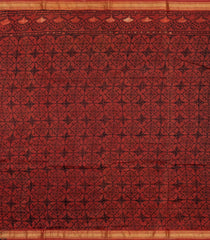 Black Printed Chanderi Cotton Saree With Zari Border-CC1538