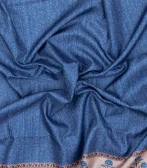 Steel Blue Printed Synthetic Tussar Silk Saree With Zari Border-SY0021