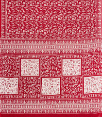 Red Printed Jaipur Cotton Saree With Printed Tribal Motifs-JC1773