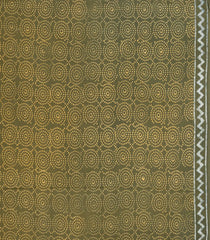 Olive Green Printed Jaipur Cotton Saree With Floral Motifs-JC1530