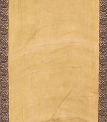 Beige Handloom Tussar Silk Saree With Printed Kalamkari Motifs-TU2886
