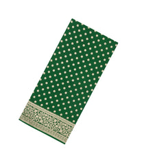 Green Woven Blended Satin Saree With Floral Zari Motifs-BL5994