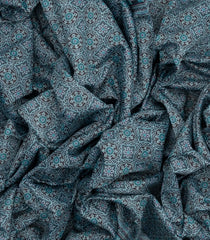 Blue Woven Synthetic Chanderi Saree With Printed Floral Motifs-BL4312