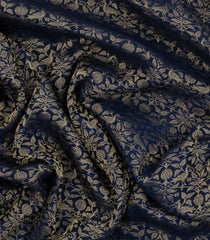 Navy Blue Woven Mysore Silk Saree With Peacock Vine Motifs-MS3306