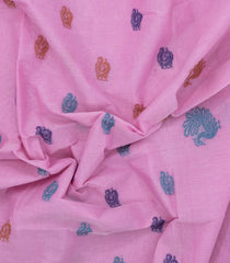 Bubblegum Pink Handloom Bengal Cotton Saree With Annam Motifs-BG1827