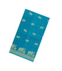 Cyan Printed Synthetics Dola Saree Zari Buttas-BL5302