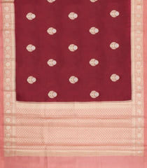 Crimson Woven Banarasi Poona Silk Saree With Buttas & Contrast Border-BP1044