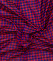Purple & Pink Handloom Silk Cotton Saree With Checks & Zari Border-SC4627
