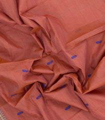 Dusty Peach Woven Chettinad Cotton Saree With Buttas & Contrast Border-CN1930