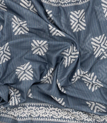 Grey Printed Synthetic Dola Silk Saree With Zari Border-BL5084