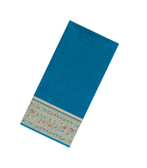 Cyan Woven Art Dupion Saree With Meena Floral Border-BL5949