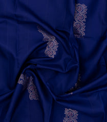 Dark Blue Handloom Soft Silk Saree With Floral Zari Motifs-SO4352