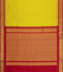 Lime Green Handloom Korvai Silk Cotton Saree With Contrast Temple Border-SC4971