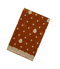Oil Mustard Woven Synthetic Blended Tissue Saree With Embroidered Motifs-EN2035