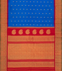 Blue Handloom Gadwal Silk Saree With Buttas & Contrast Border-GA0336