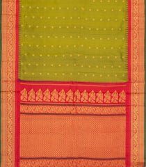Light Green Handloom Gadwal Silk Saree With Buttas & Contrast Border-GA0426